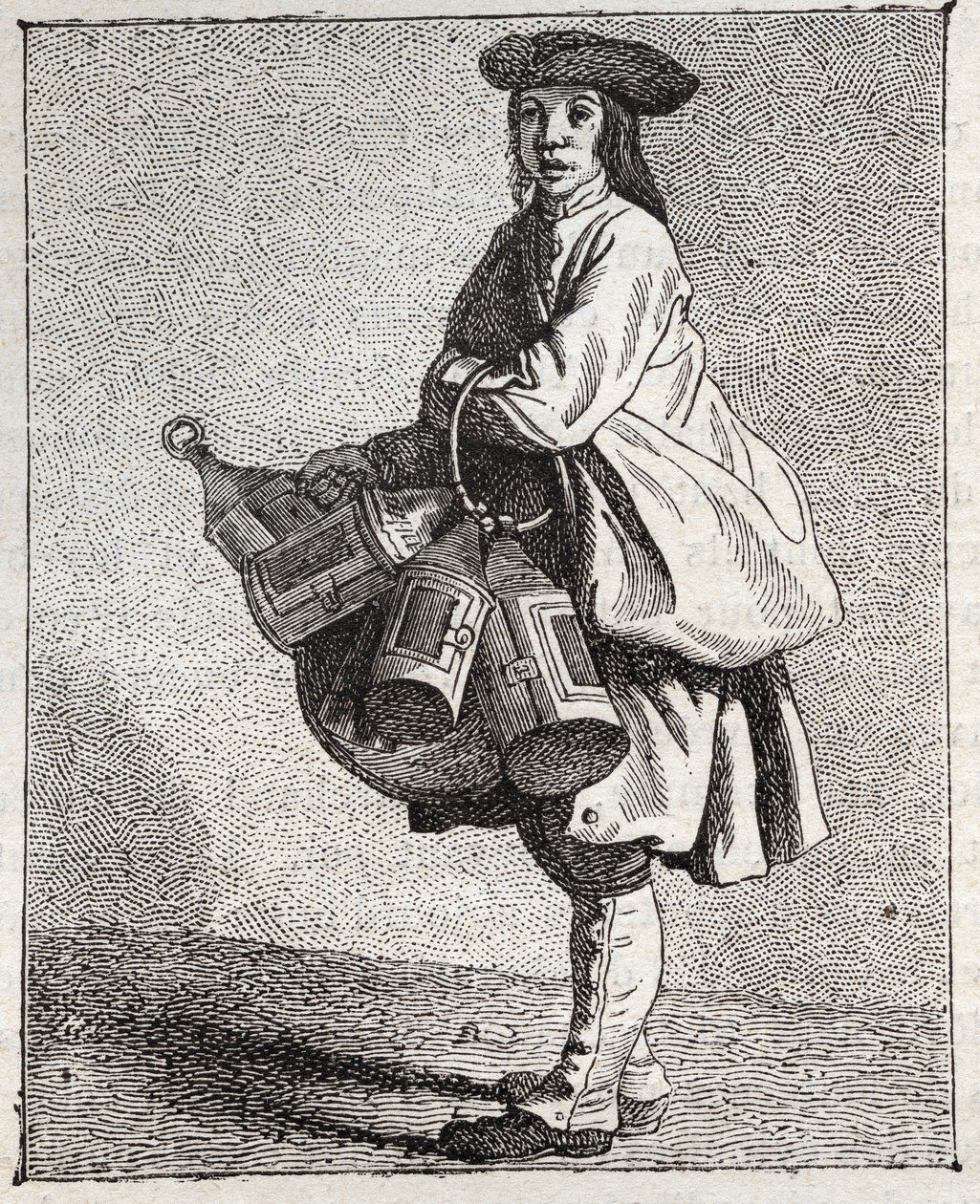 Le marchand de lanternes - Petit métier di Parigi (Études prises dans le bas Peuple, ou les Cris de Paris) - incisione di Edme Bouchardon (1698-1762) da Edmé Bouchardon