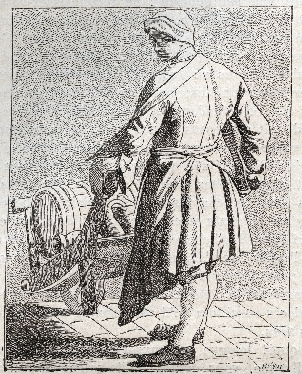 Il venditore di aceto - Piccolo mestiere di Parigi - incisione di Edme Bouchardon da Edmé Bouchardon