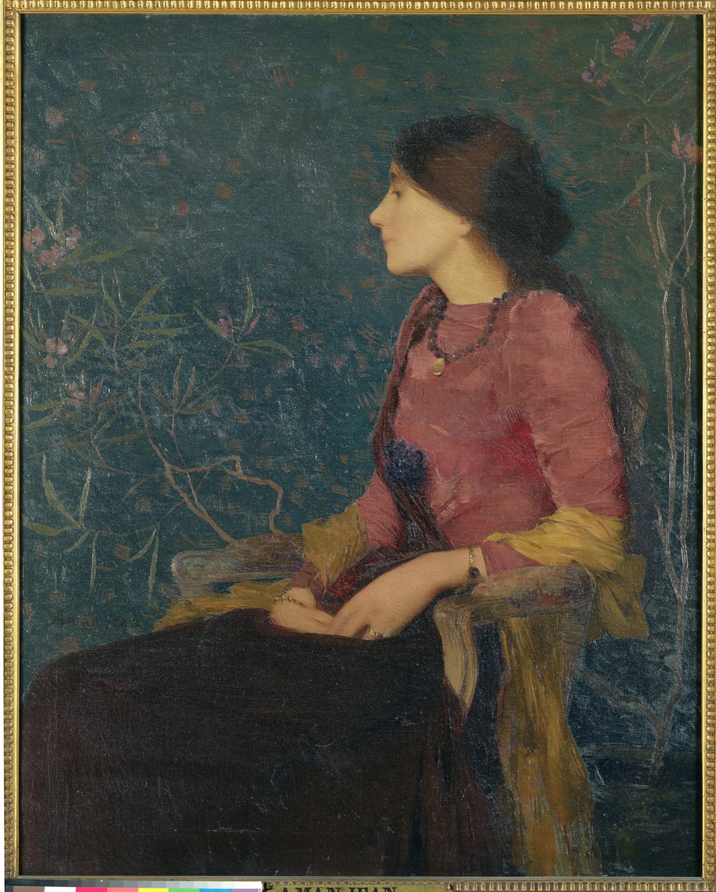 Ritratto seduto di Thadee-Caroline Jacquet, poi Madame Aman-Jean, prima del 1892 da Edmond François Aman Jean