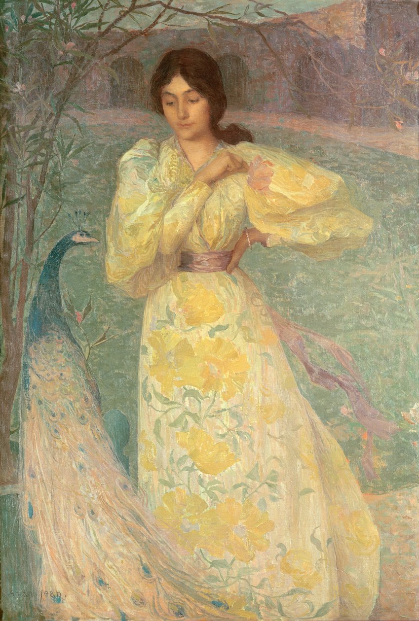Giovane Ragazza con un Pavone da Edmond François Aman Jean