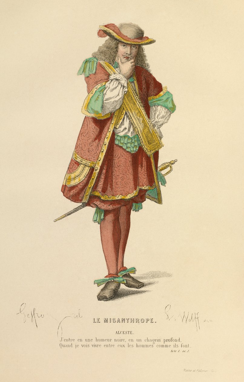 Costume per il ruolo di Alceste, 1868 circa (incisione) da Edmond Aime Florentin Geffroy