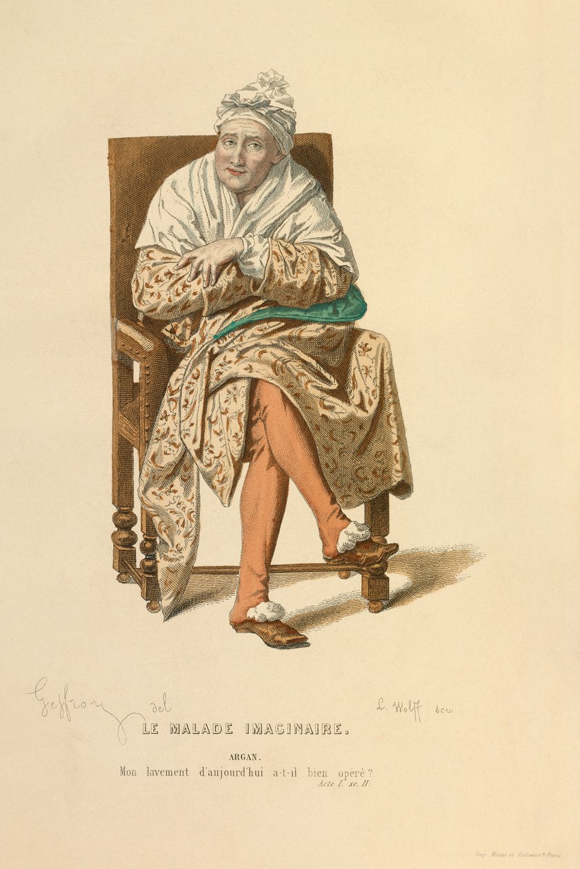 Costume per il ruolo di Argan, 1868 circa (incisione) da Edmond Aime Florentin Geffroy