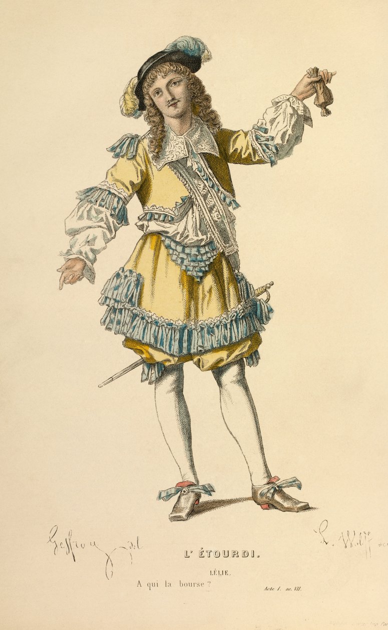 Costume per il ruolo di Lelie, 1868 circa (incisione) da Edmond Aime Florentin Geffroy