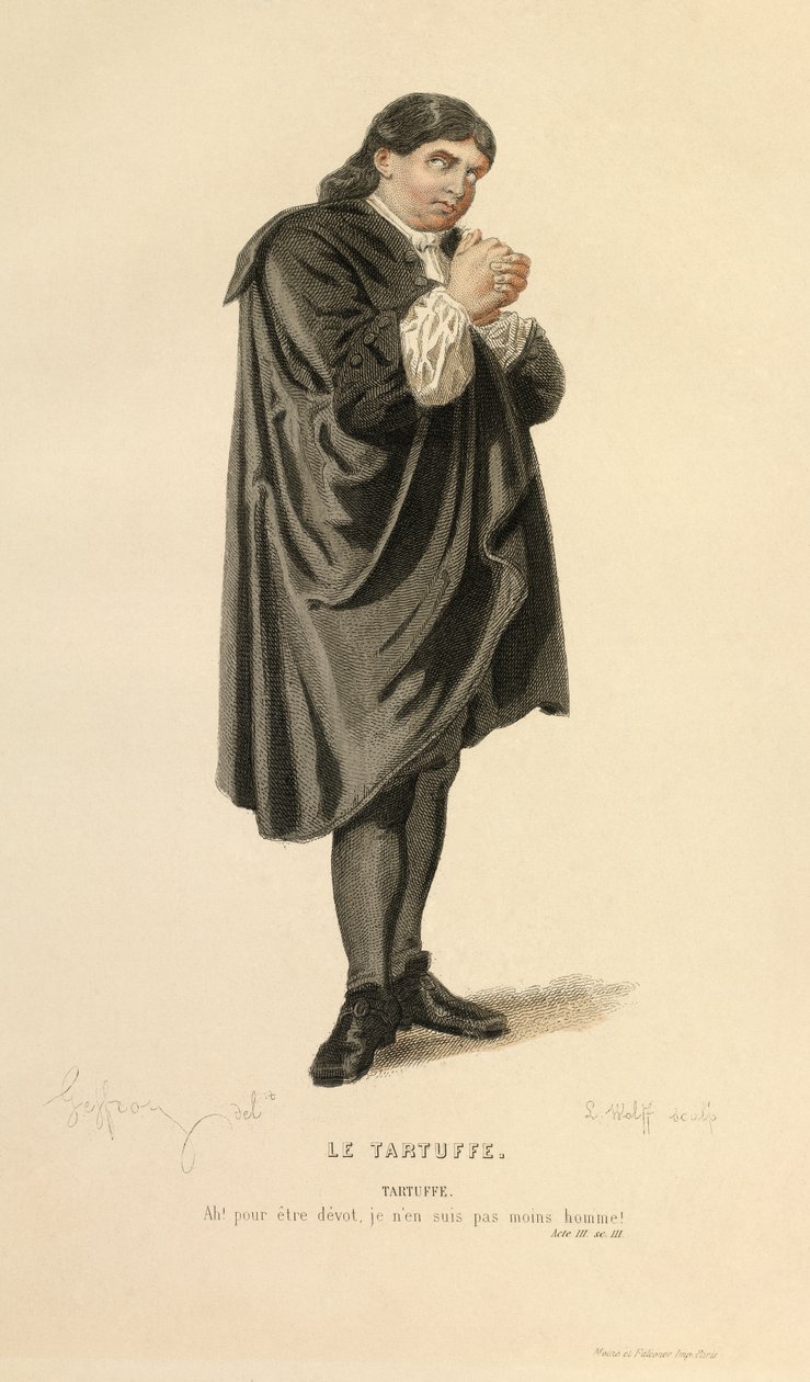 Costume per il ruolo di Tartufo, 1868 circa (incisione) da Edmond Aime Florentin Geffroy