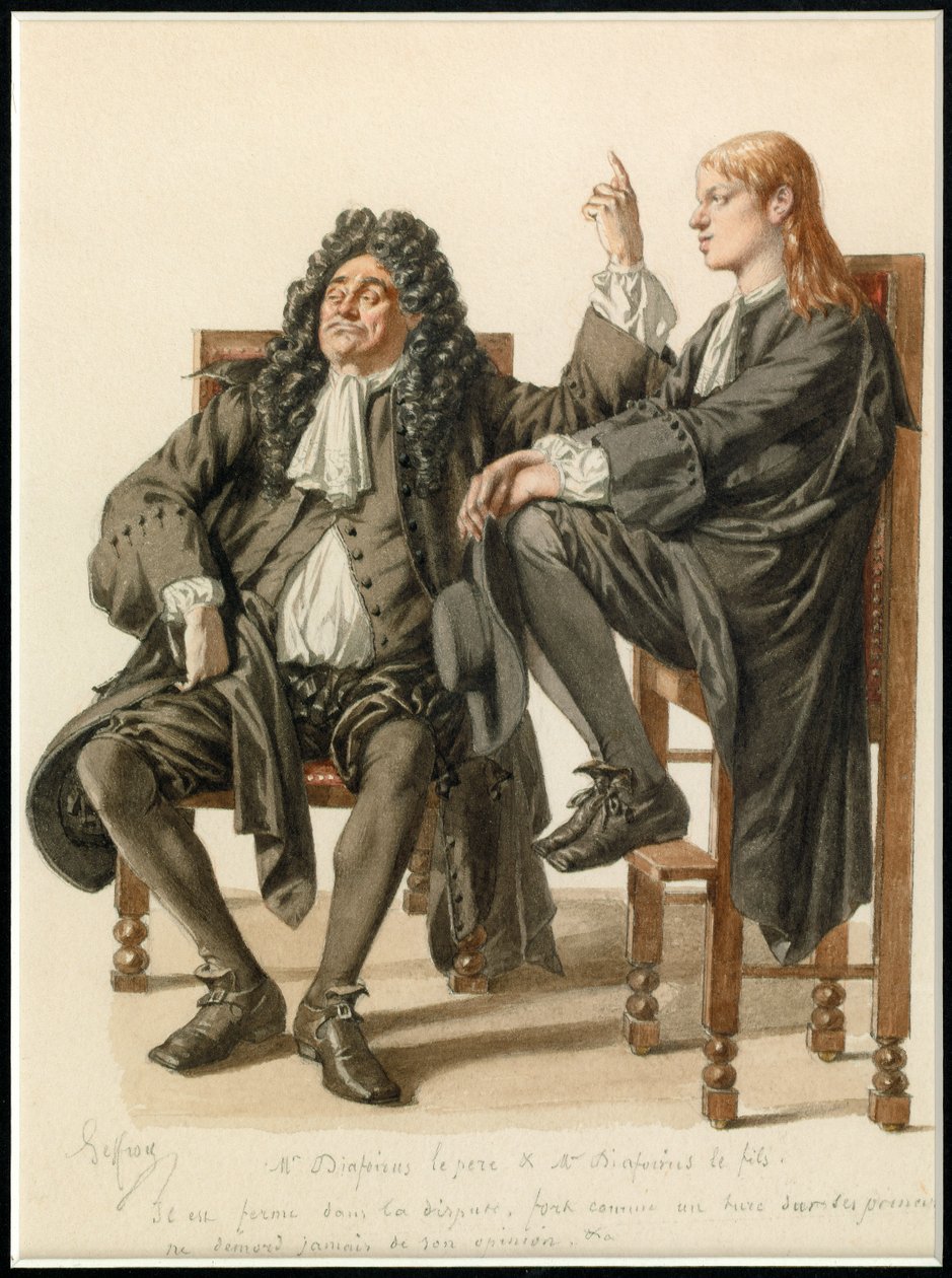 Ritratto di Monsieur Diafoirus pere et fils, 1870 circa (acquerello) da Edmond Aime Florentin Geffroy