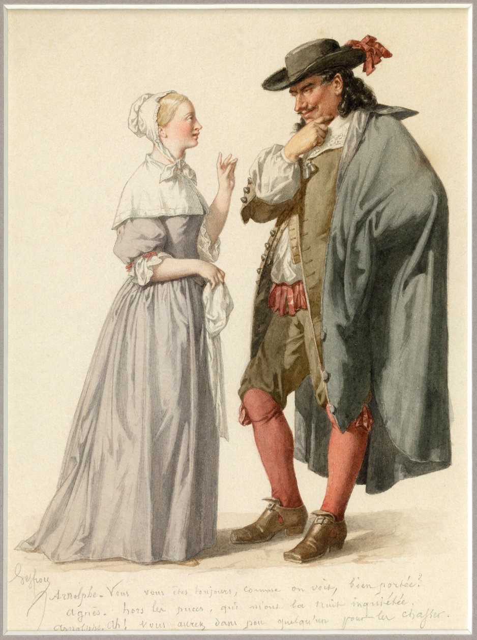 Ritratto di Agnes e Arnolphe, 1870 circa (acquerello) da Edmond Aime Florentin Geffroy