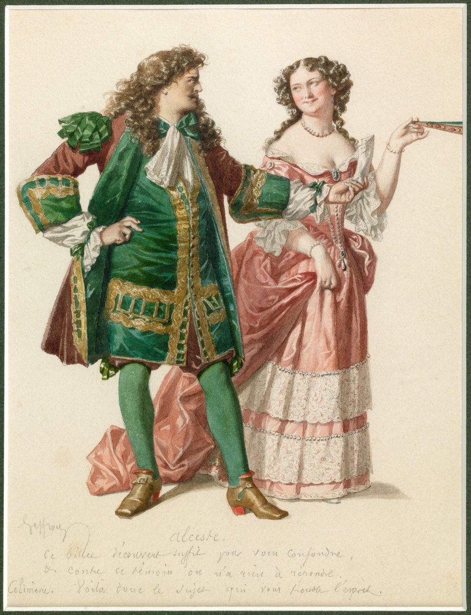 Ritratto di Alceste e Celimene, 1870 circa (acquerello) da Edmond Aime Florentin Geffroy