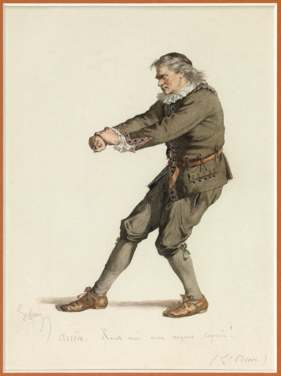 Ritratto di Arpagone, 1870 circa (acquerello) da Edmond Aime Florentin Geffroy