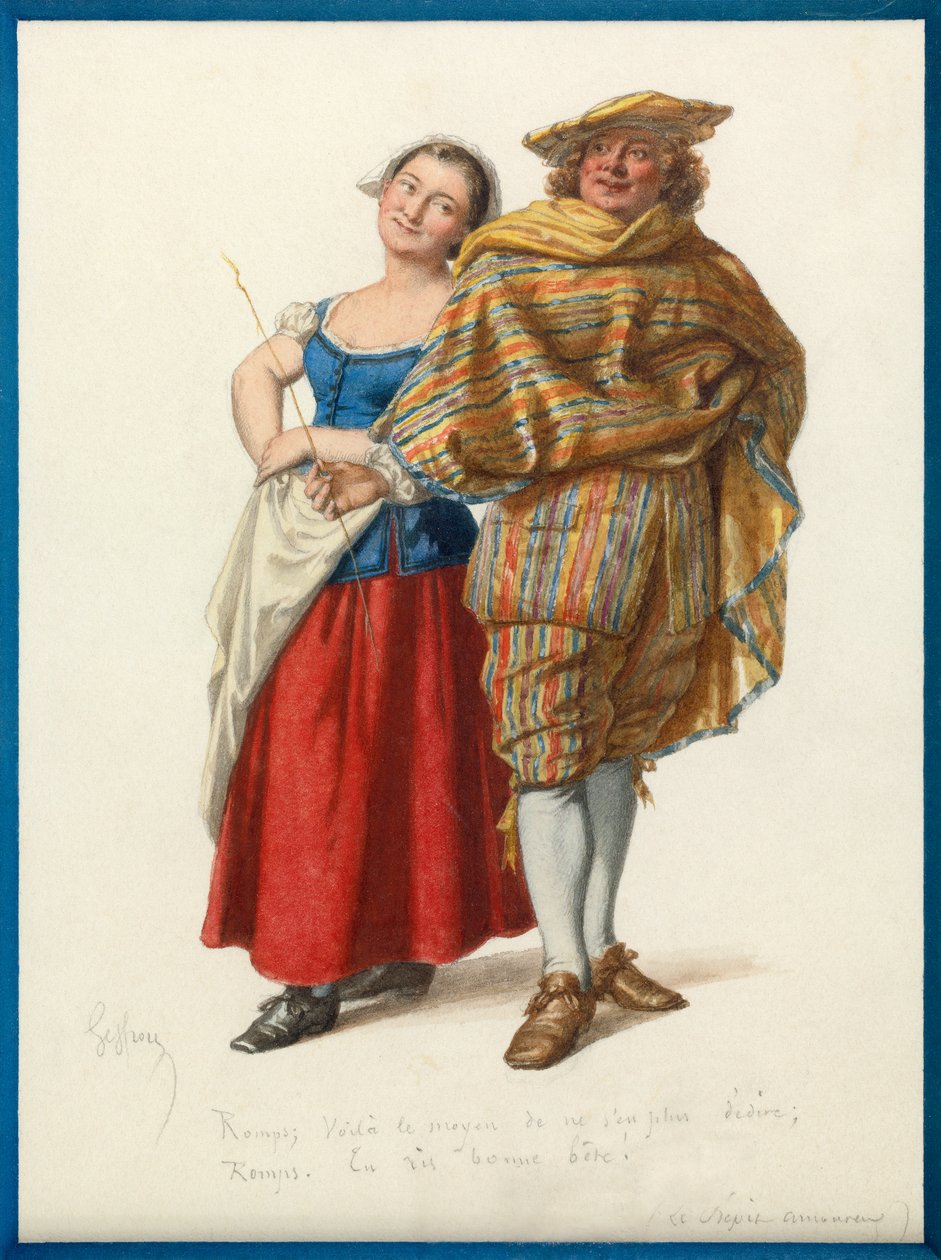 Ritratto di Marinette e René Grassi, 1870 circa (acquerello) da Edmond Aime Florentin Geffroy
