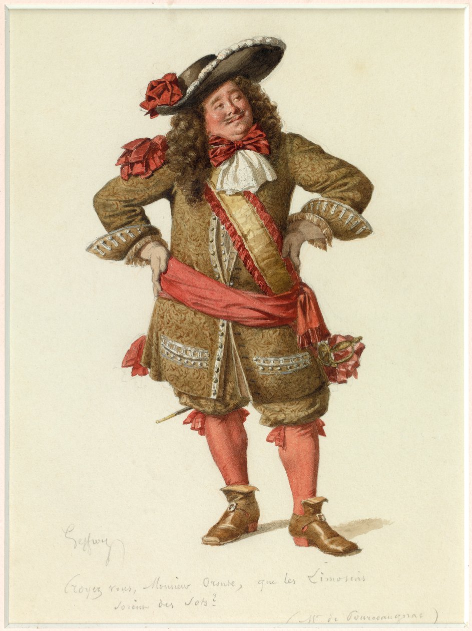Ritratto di Monsieur de Pourceaugnac, 1870 circa (acquerello) da Edmond Aime Florentin Geffroy