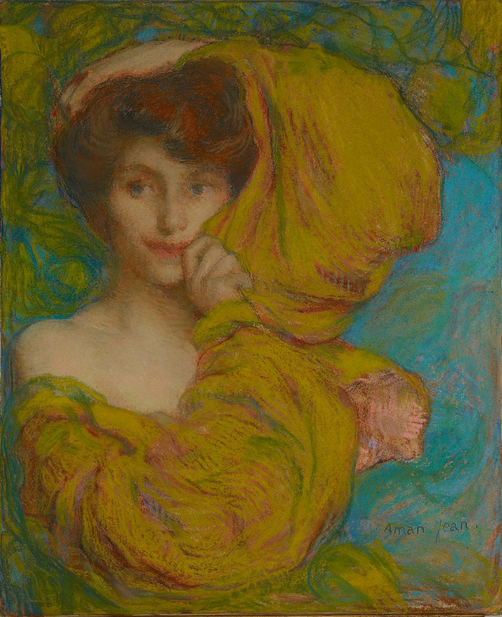 Giovane donna con sciarpa gialla da Edmond François Aman Jean