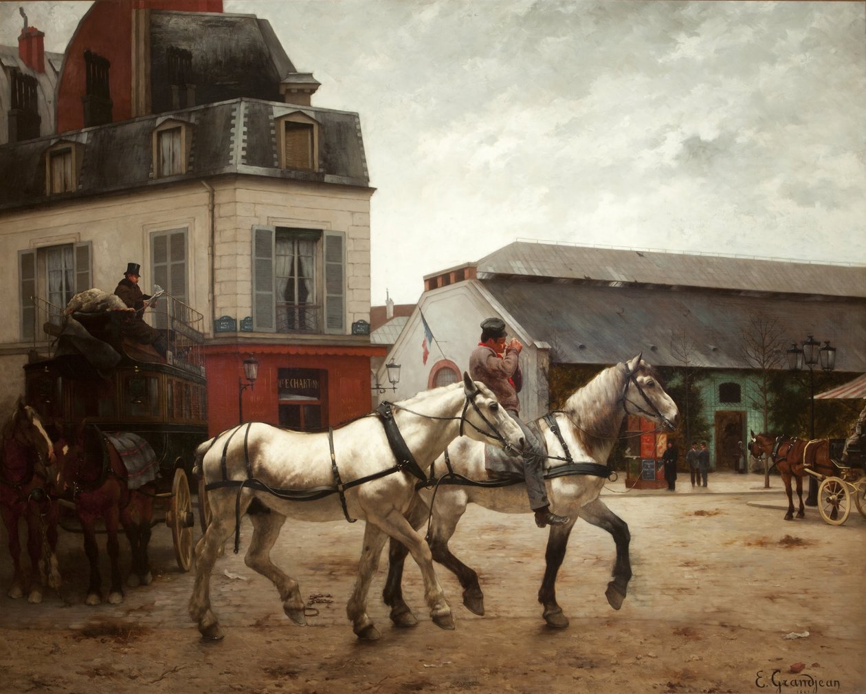 Una fermata della carrozza a Place de Passy da Edmond Georges Grandjean