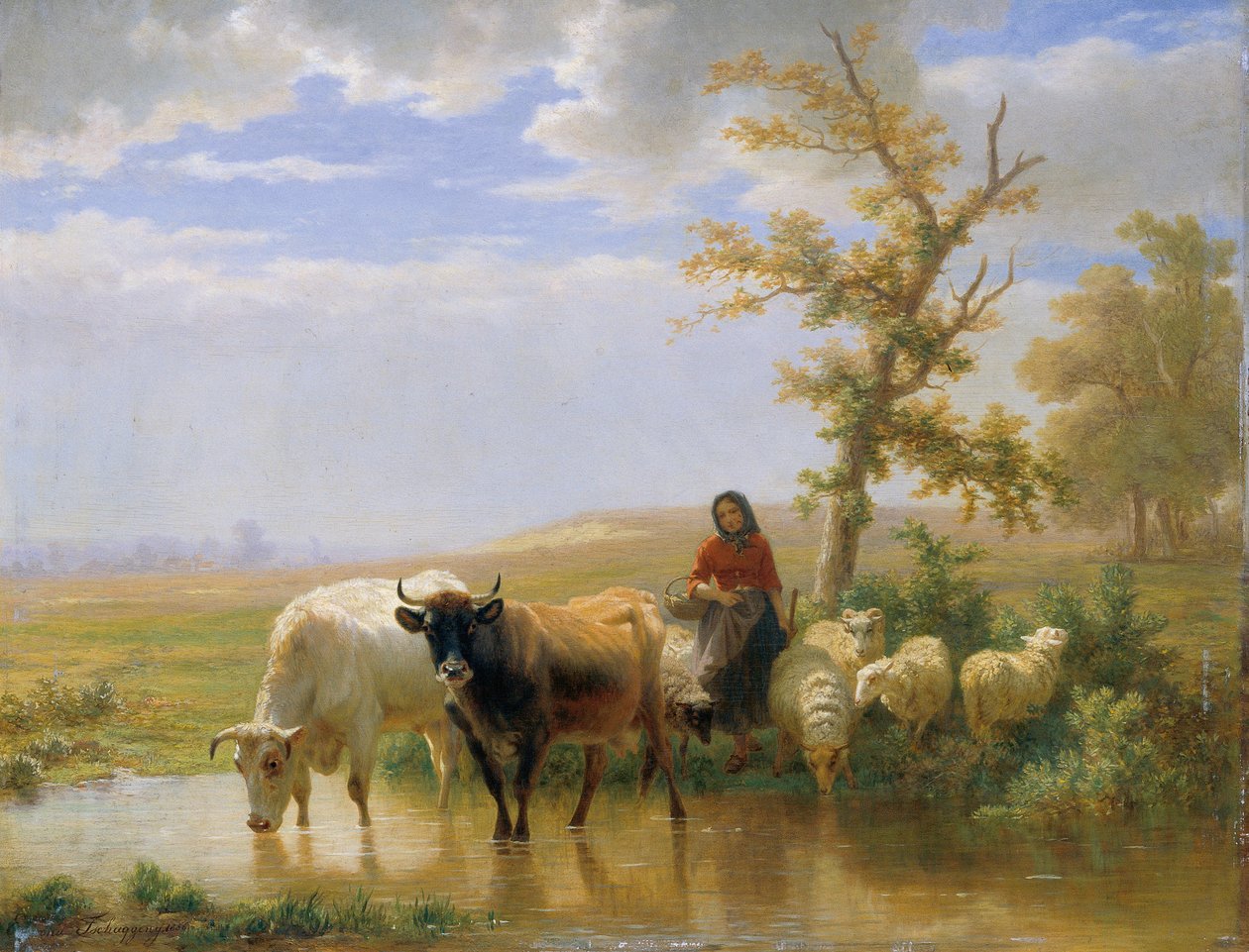 Mucche e pecore da Edmond Jean-Baptiste Tschaggeny