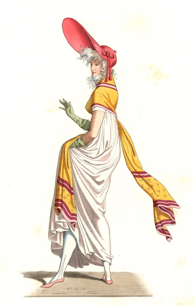 Giovane donna francese vestita alla moda dei Meravigliosi del XVIII secolo (dopo un dipinto di Carle Vernet) da Edmond Lechevallier Chevignard