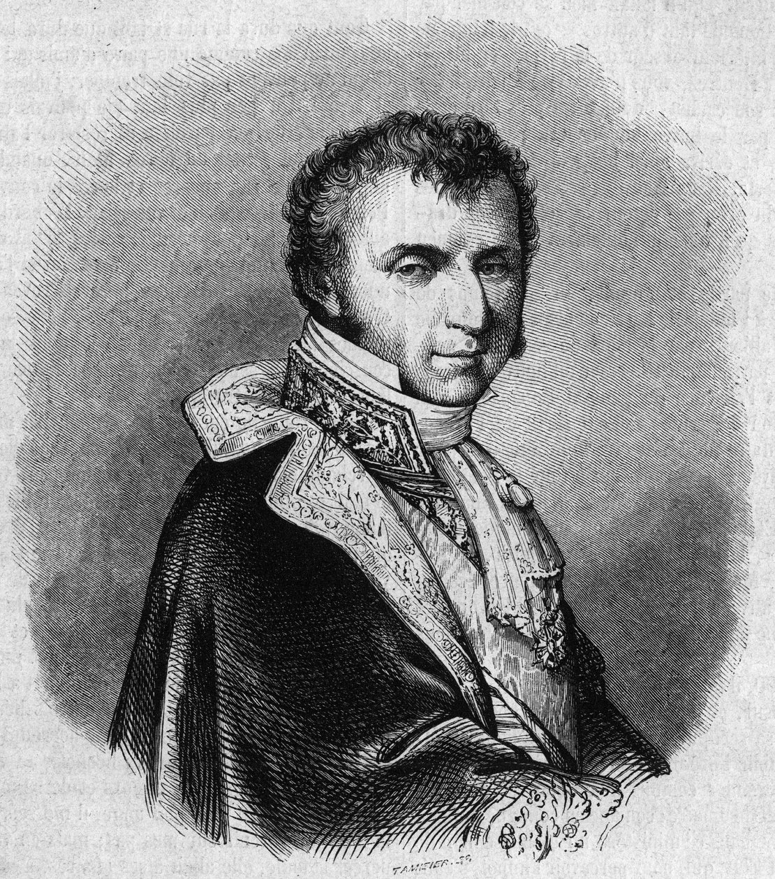 Ritratto di Nicolas Francois Mollien (1758-1850), politico francese. Incisione di Chevignard in "Le Magasin Picturesque" da Edmond Lechevallier Chevignard