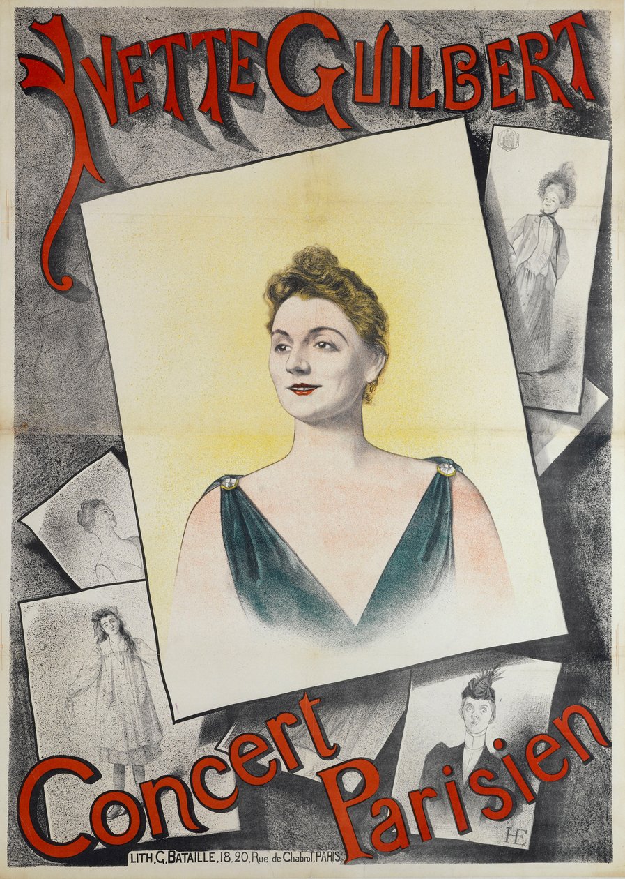 Concerto di Yvette Guilbert, Parisien, 1890 da Edmond Marie Höner