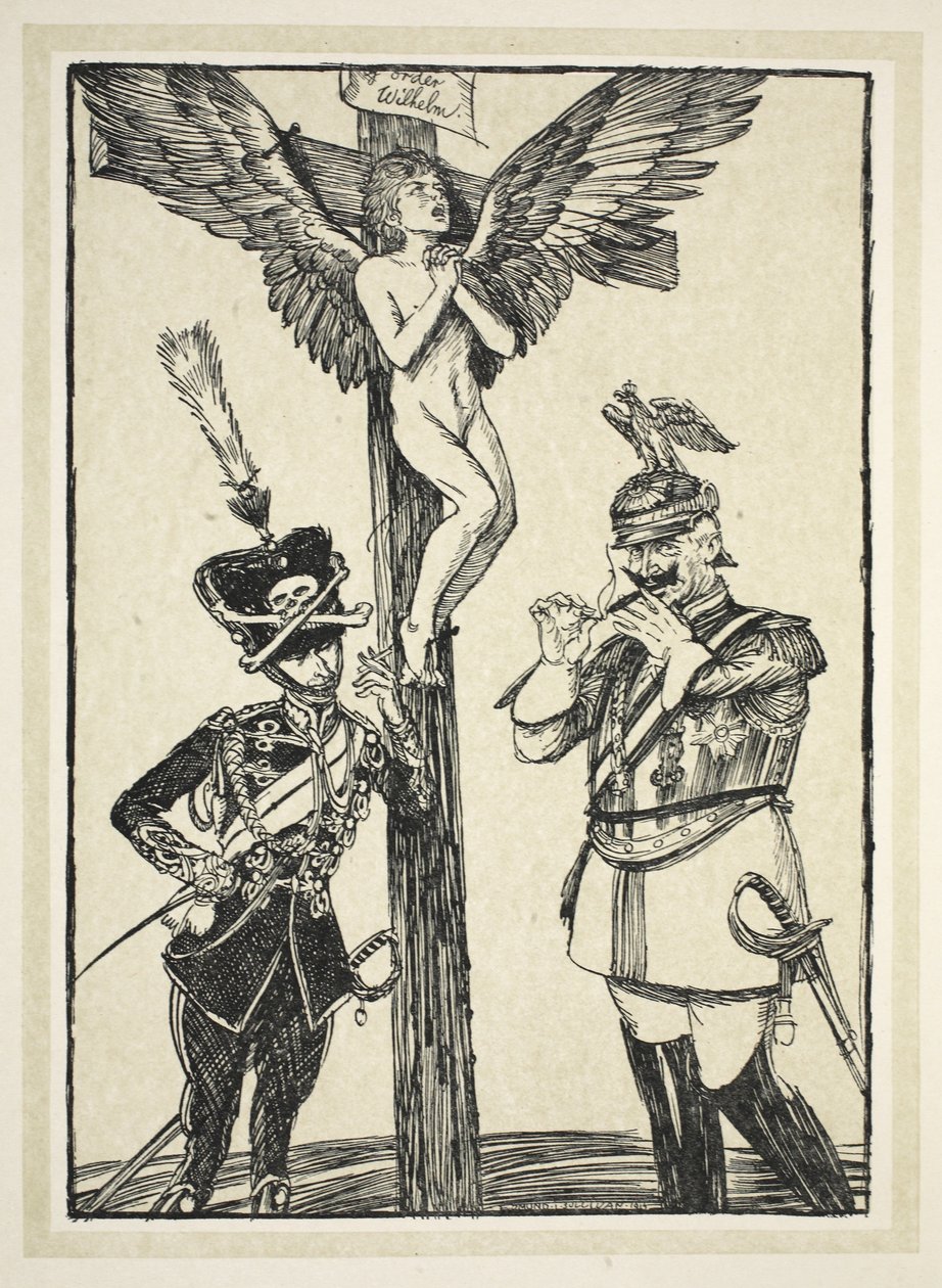 La crocifissione del Belgio, illustrazione da The Kaiser
