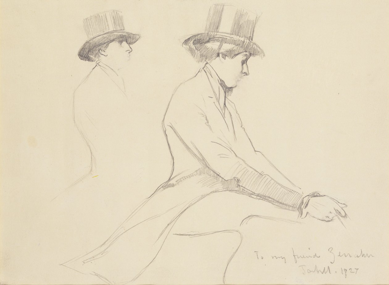 Figure equestri (matita su carta) da Edmund Charles Tarbell