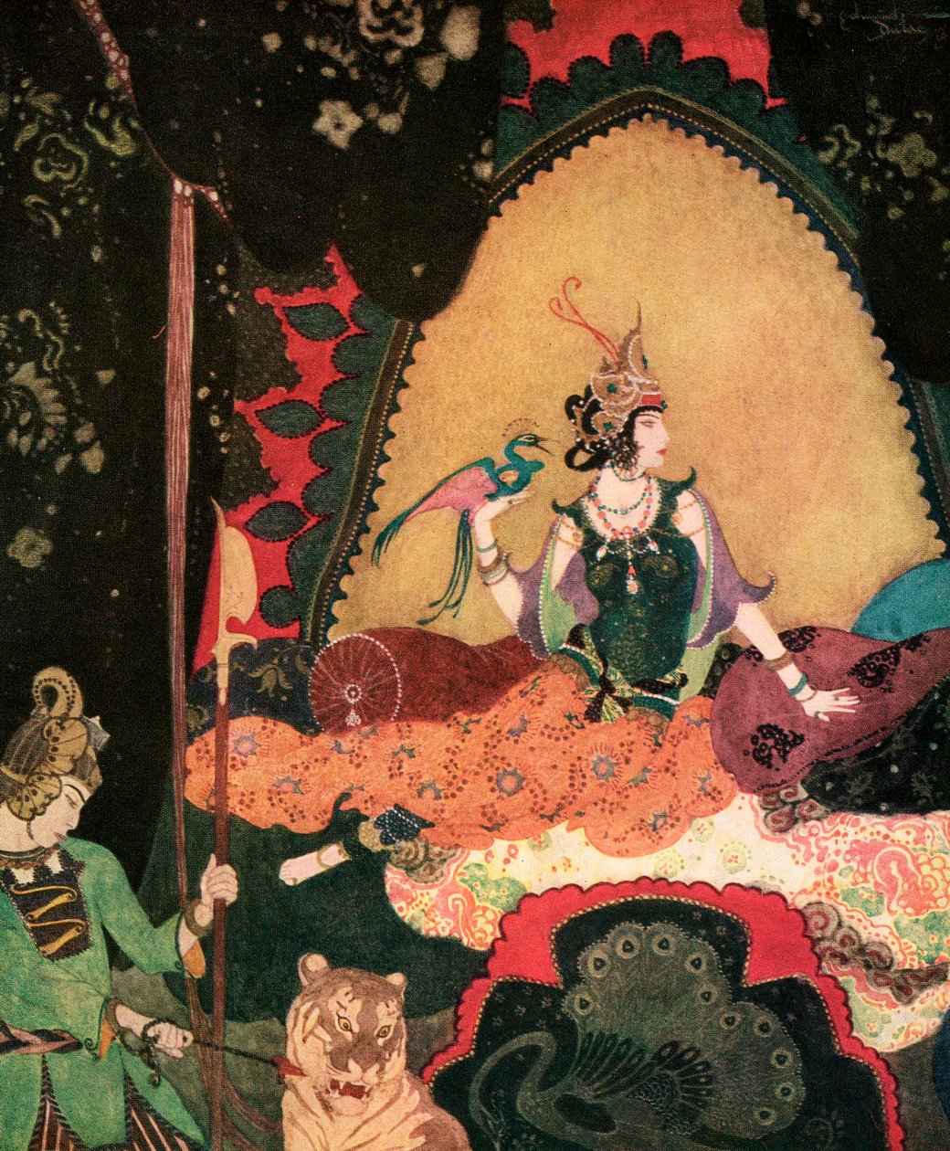Layla che tiene un uccello di Edmund Dulac da Edmund Dulac