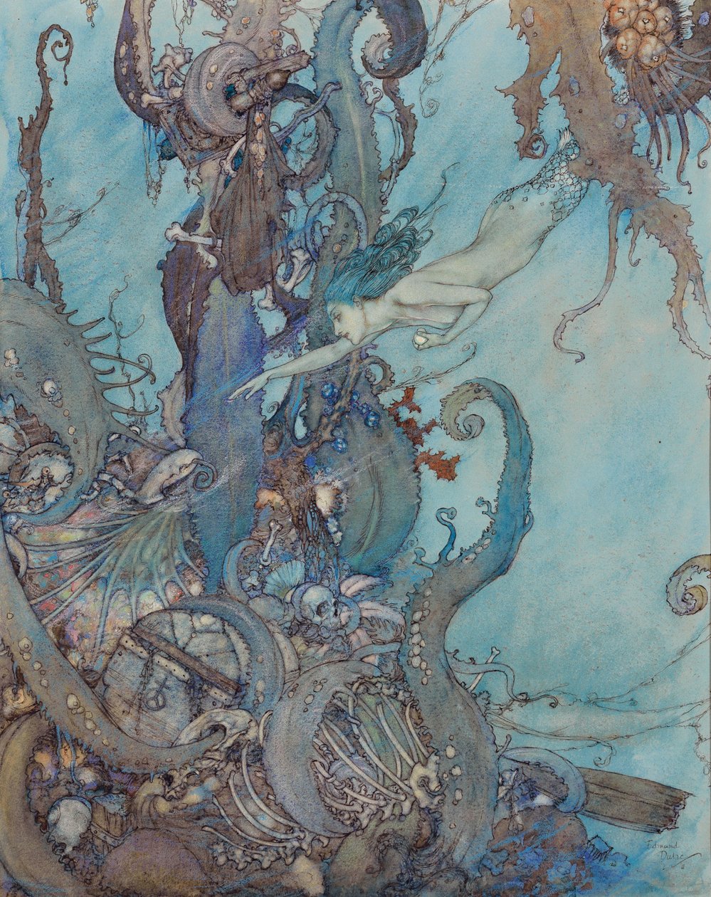 La Sirenetta, "Alla sola vista del liquido brillante si ritirarono in terrore" da Edmund Dulac