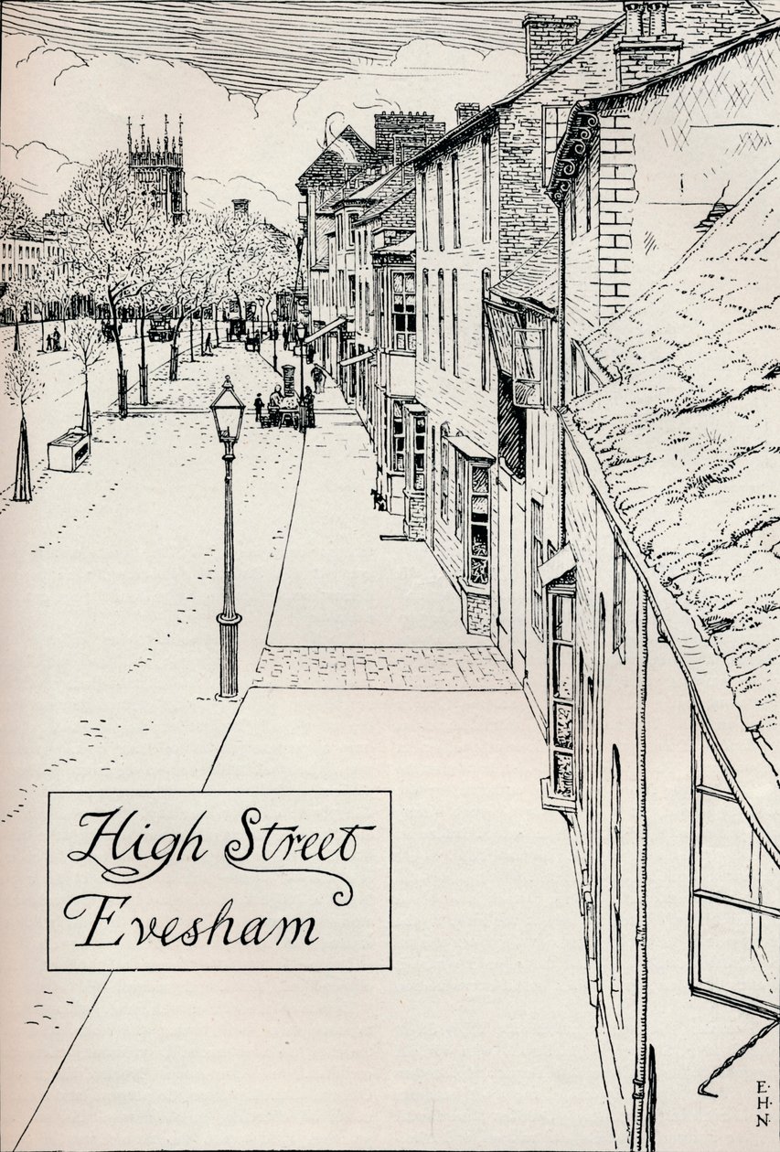 High Street Evesham, XIX secolo da Edmund Hort New
