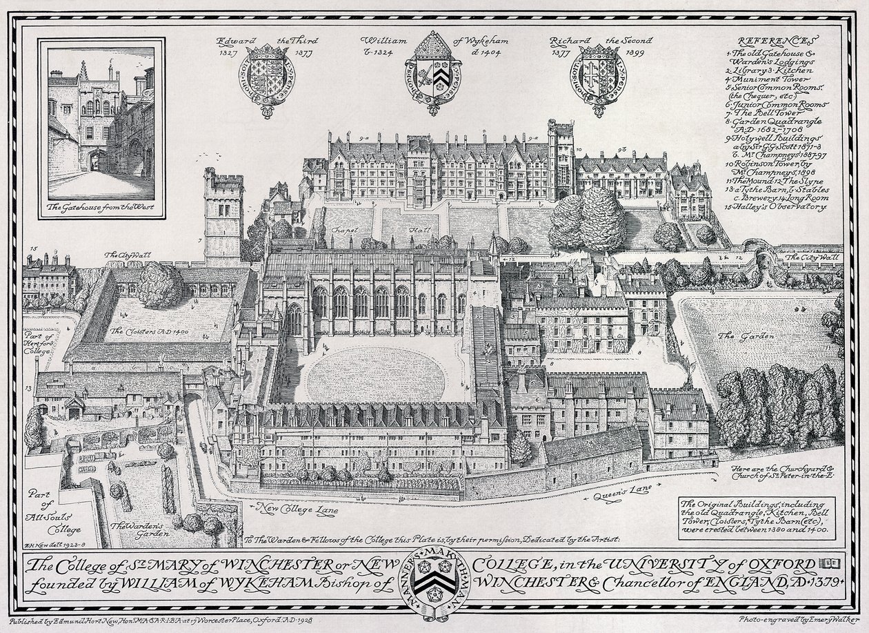 Il Collegio di Santa Maria di Winchester o New College, 1928 da Edmund Hort New