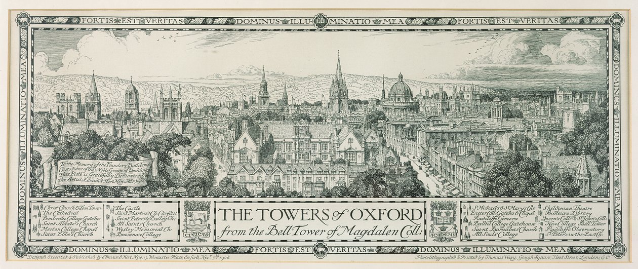 Le torri di Oxford dalla torre campanaria di Magdalen, 1908 da Edmund Hort New