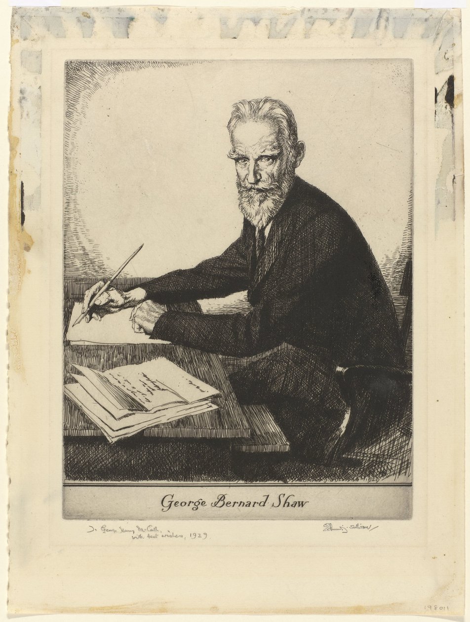 Ritratto di George Bernard Shaw da Edmund Joseph Sullivan (signed by artist)