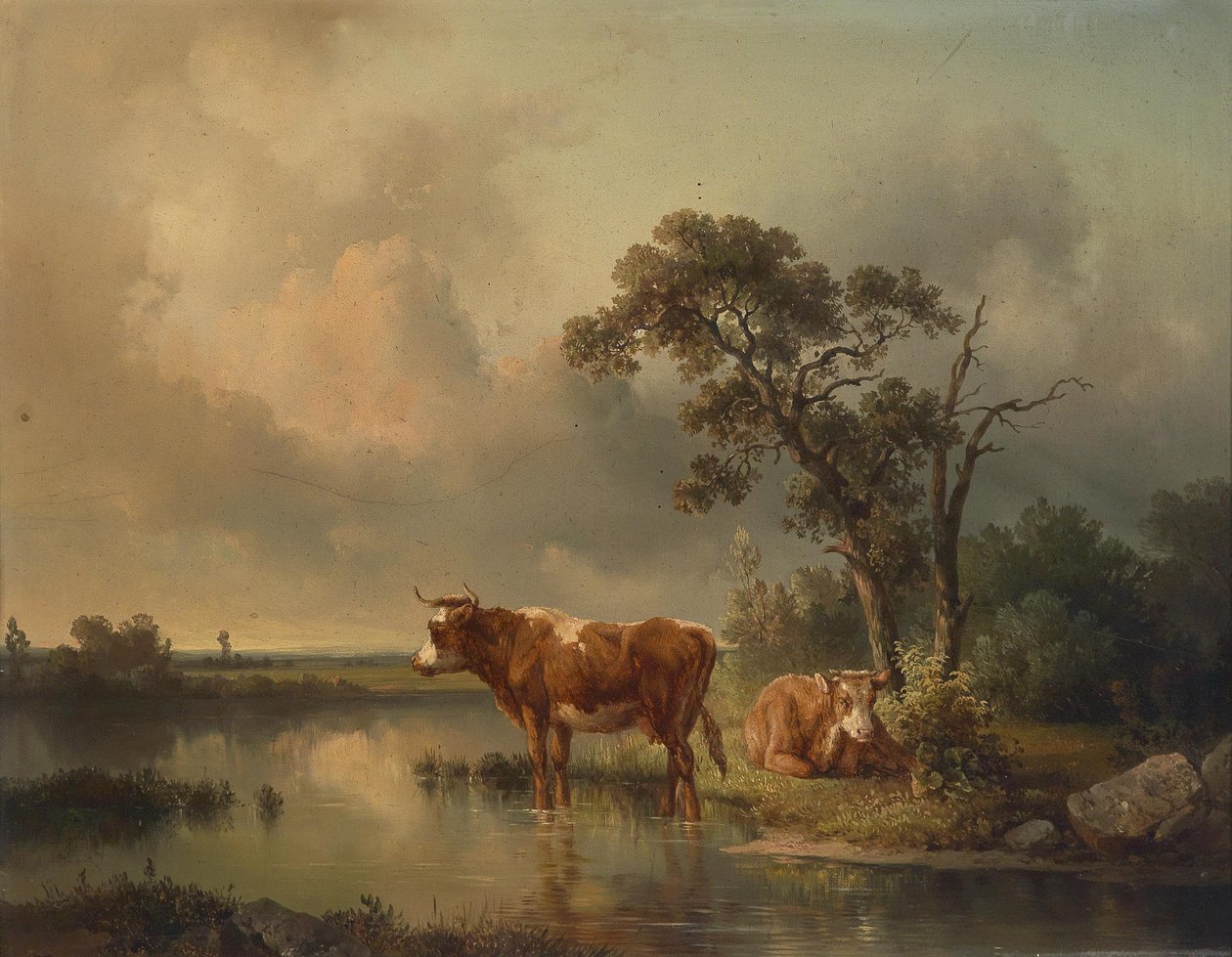 Edmund Mahlknecht fa riposare le mucche allo stagno 1854 da Edmund Mahlknecht