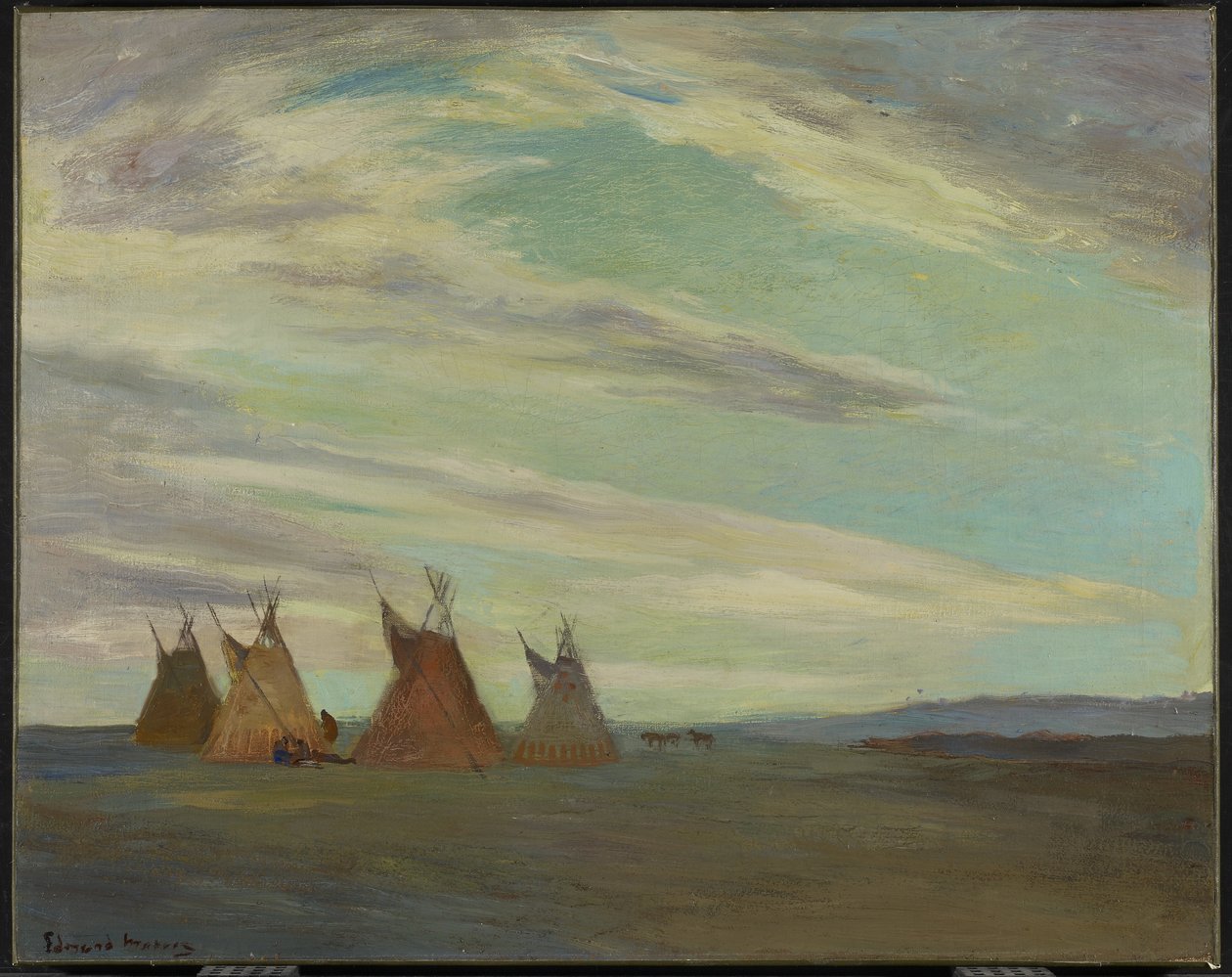 Accampamento indiano sulla prateria, fine XIX-inizio XX secolo da Edmund Montague Morris