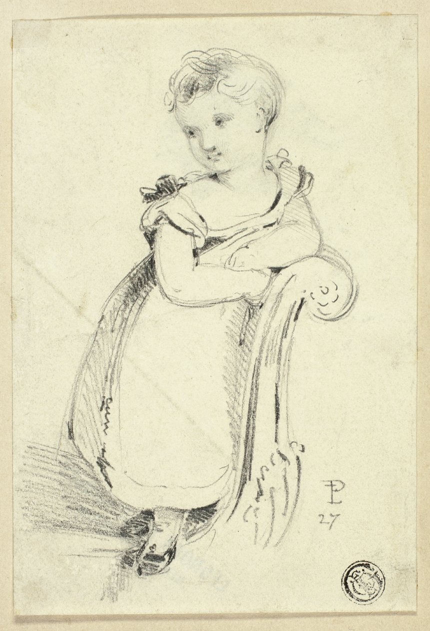 Bambina in piedi sul divano (recto); Frammento: Retro di una testa di donna (verso) da Edmund Thomas Parris