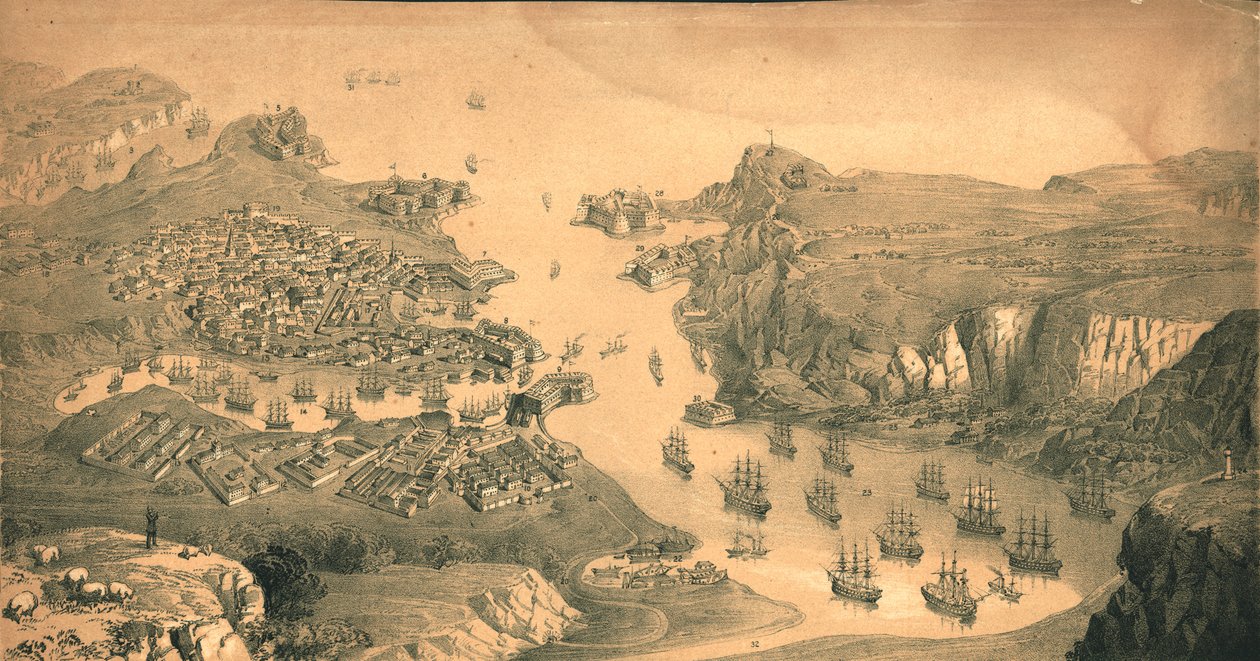 La città, i forti e i porti di Sebastopoli, 1854 da Edmund Walker