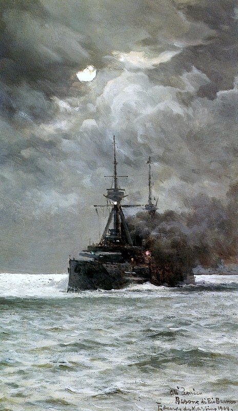 Nave da guerra al chiaro di luna da Edoardo De Martino