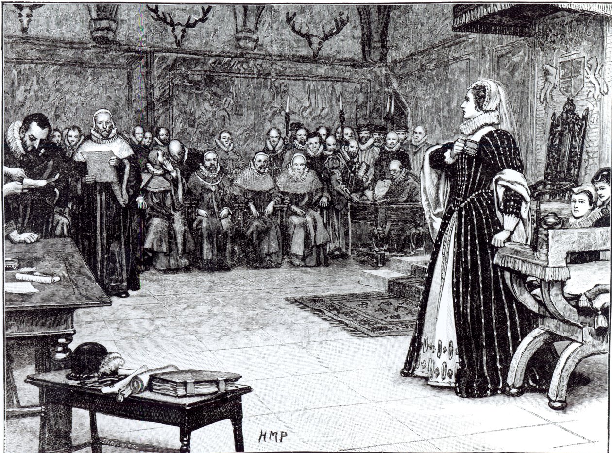 Processo a Maria Stuarda (1542-87) nel castello di Fotheringhay da Edouard Berveiller