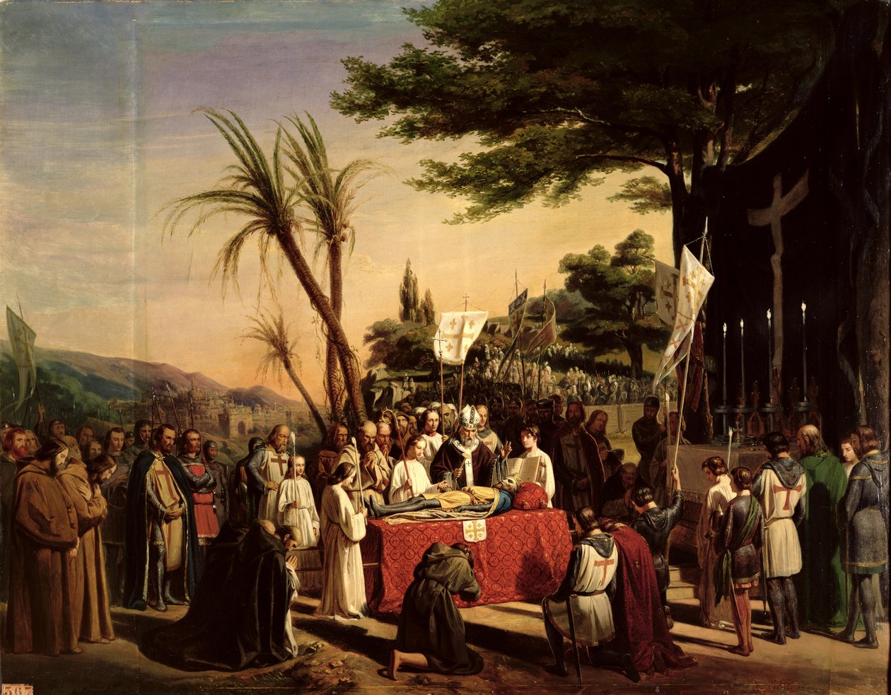 Funerale di Goffredo di Buglione (c.1060-1100) a Gerusalemme, 23 luglio 1100, 1838 da Edouard Cibot