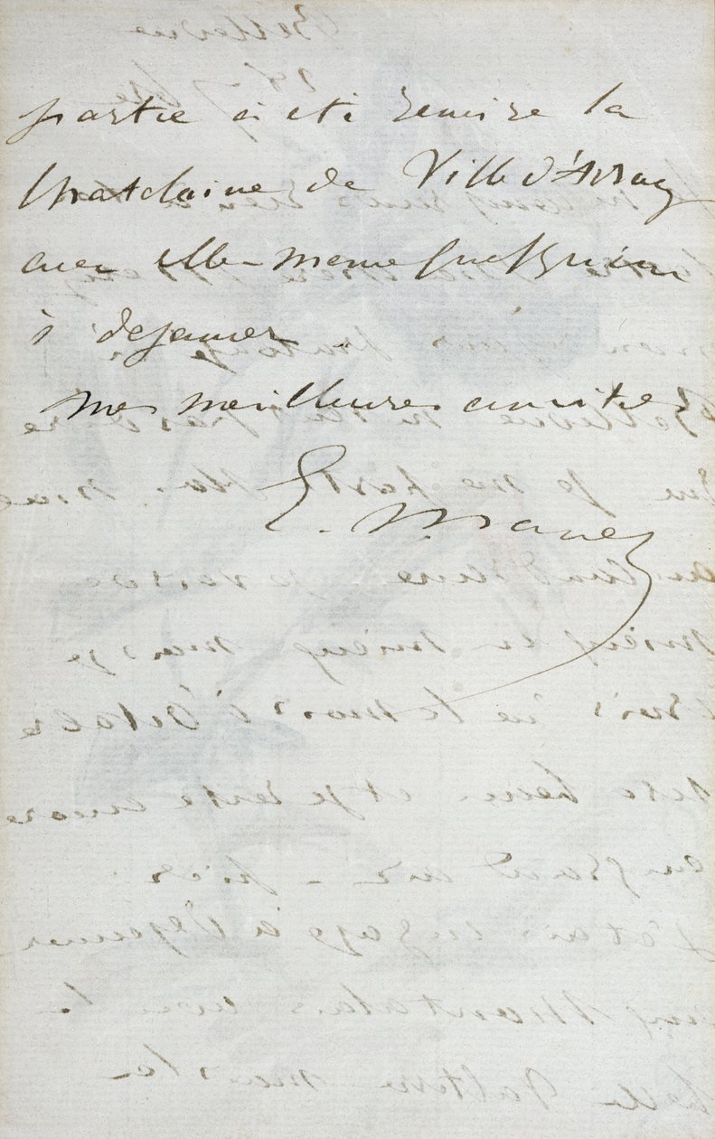 Seconda pagina di una lettera del pittore Manet al suo amico e modello, Mery Laurent, 1880 da Édouard Manet