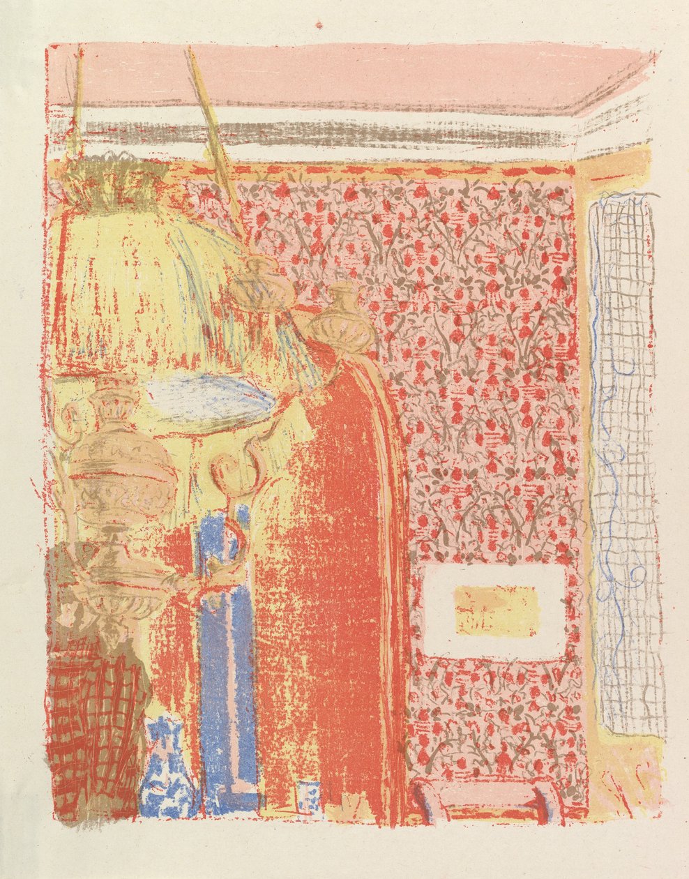 Interno con carta da parati rosa II, dalla serie Paesaggi e Interni, 1899 da Edouard Vuillard