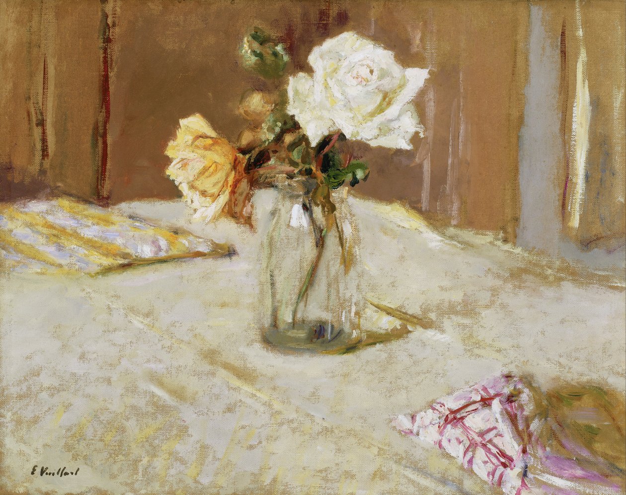 Rose in un vaso di vetro da Edouard Vuillard