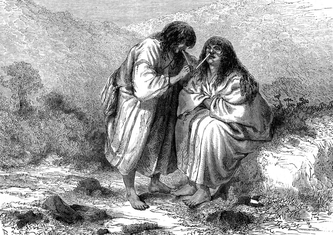 Piattini di tabacco indiani, Perù nel 1864 da Edouard (after) Riou