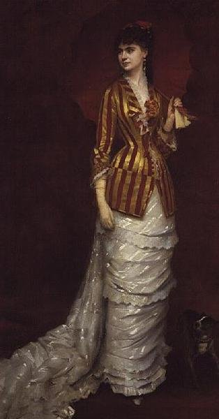 Elegante signora che passeggia con il suo cane da Edouard Alexandre Sain