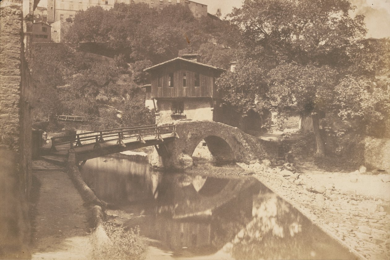 [Paesaggio con ruscello, ponte di pietra e di legno] da Édouard Baldus