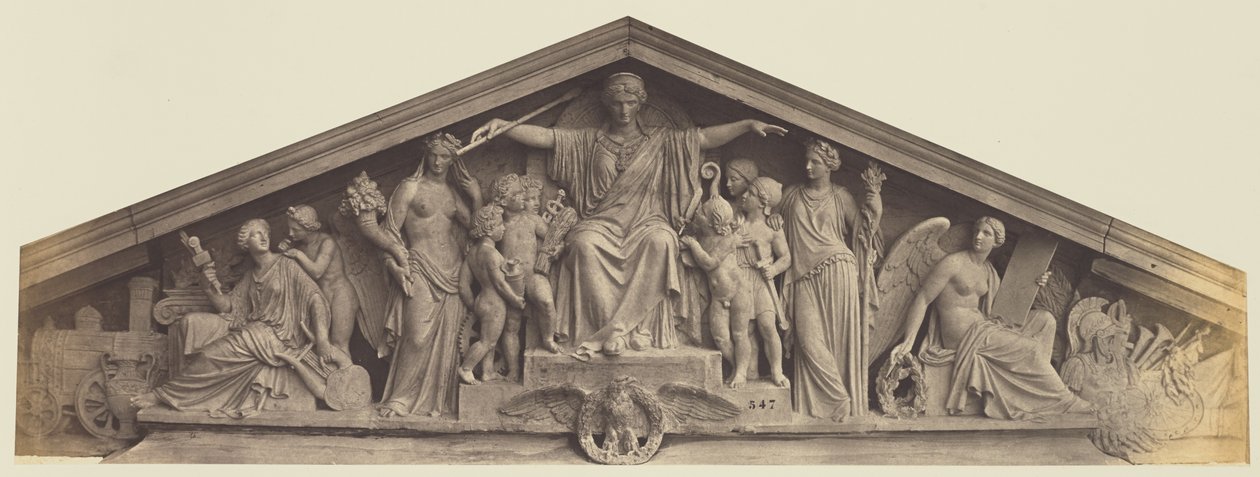 Frontone del Padiglione Richelieu, Louvre, Parigi da Édouard Baldus