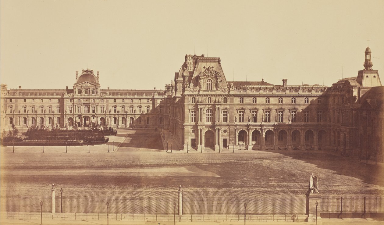 La Cour Napoléon vista dalle Tuileries, Louvre, Parigi da Édouard Baldus