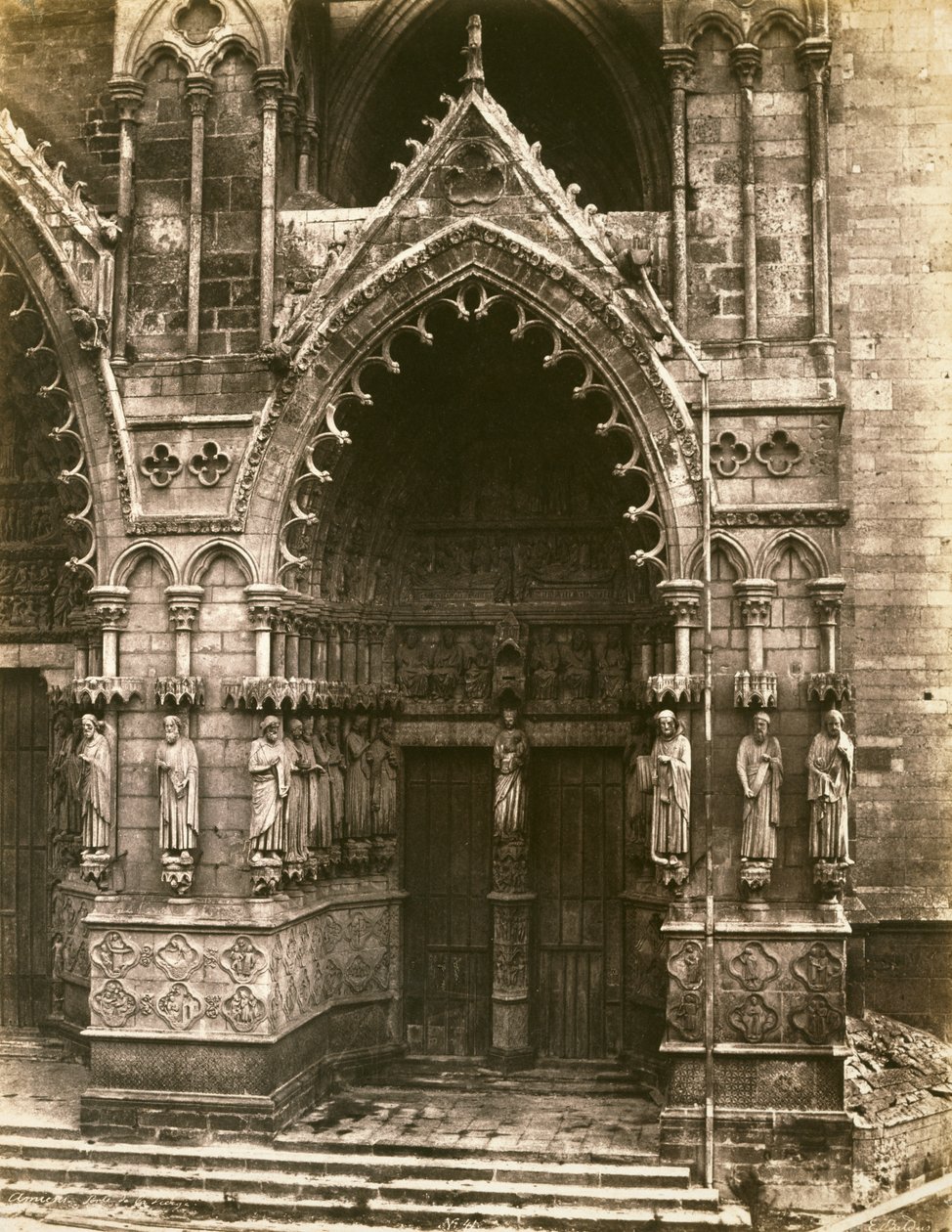 Porte de la Vierge, Cattedrale di Amiens, c.1856 da Edouard Denis Baldus