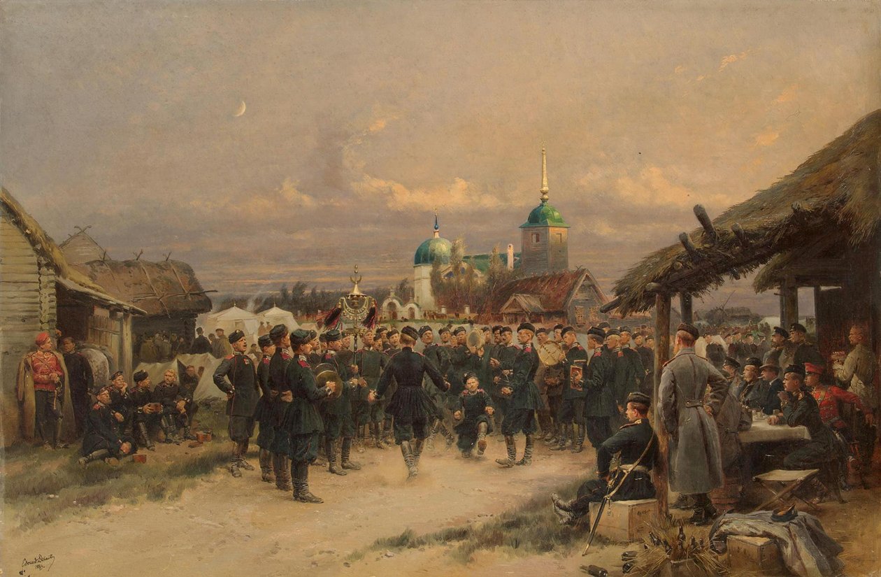 Cantanti del 4° Battaglione di Fucilieri della Famiglia Imperiale a Tsarskoye Selo, 1889 da Jean Baptiste Edouard Detaille