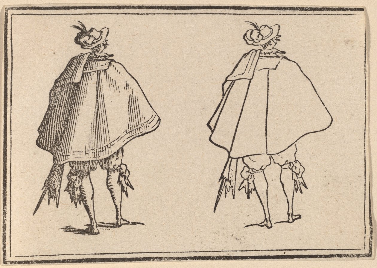 Gentiluomo con grande mantello, visto da dietro da Edouard Eckman after Jacques Callot
