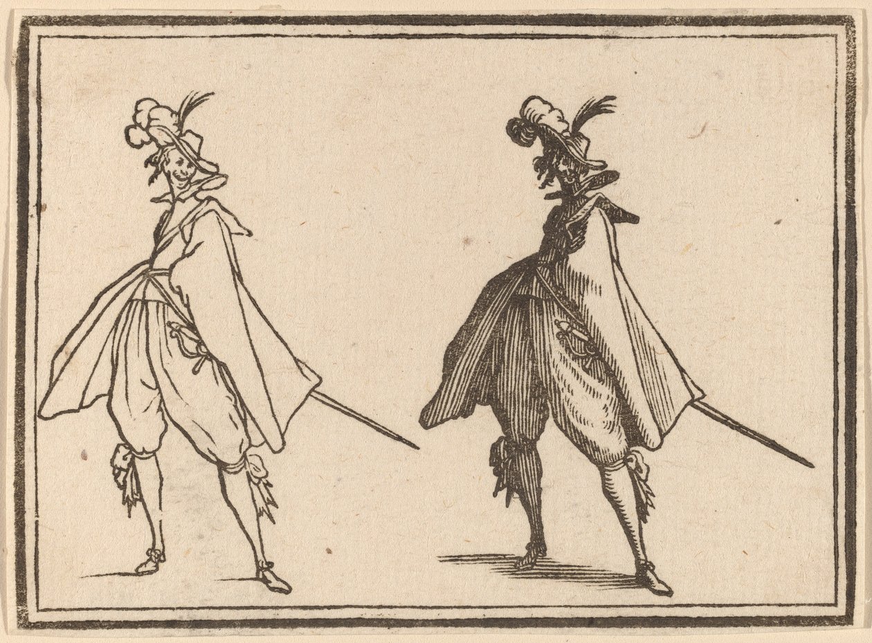 Gentiluomo in un Grande Mantello, Vista Frontale da Edouard Eckman after Jacques Callot