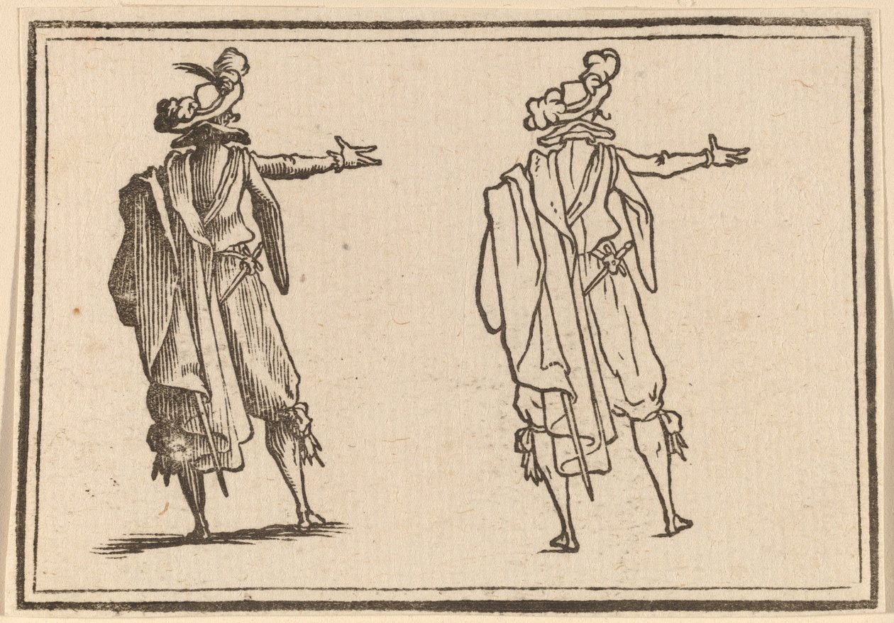 Uomo visto da dietro con il braccio destro esteso da Edouard Eckman after Jacques Callot