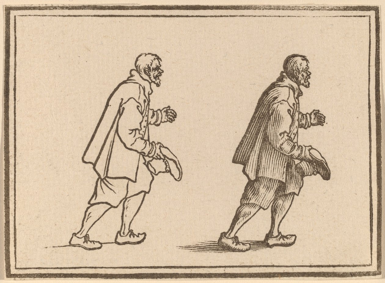 Contadino con cappello in mano da Edouard Eckman after Jacques Callot
