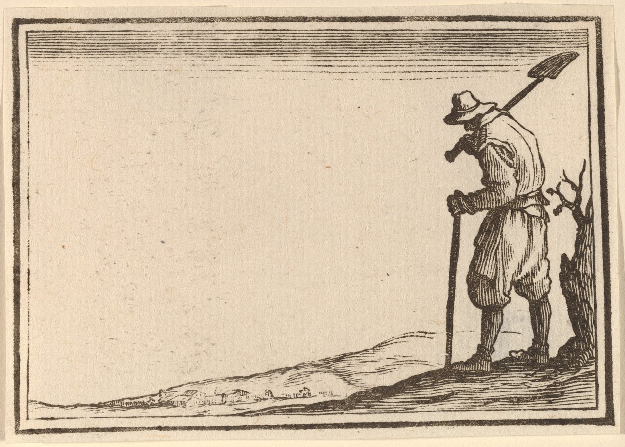 Contadino con pala sulla spalla da Edouard Eckman after Jacques Callot